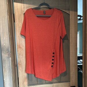 Women's Auburn/Orange Button-Detail Top